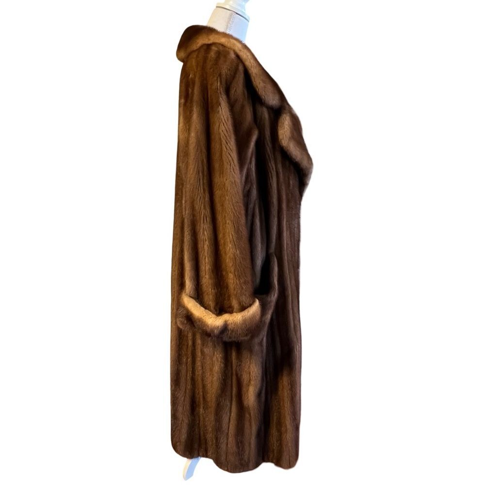 Vintage Nina Ricci Natural Female Let Out Mink Fur Coat Size M Genuine Womens - Picture 3 of 16